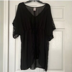 Xhilaration Sheer Black Swimwear Cover Up
